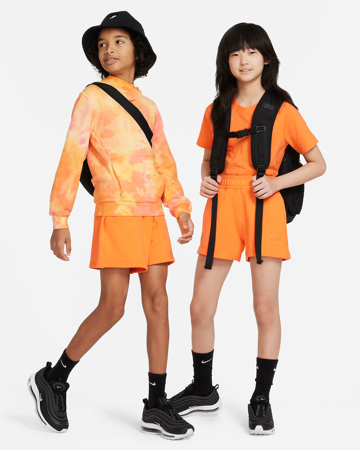 Nike Air Older Kids' French Terry Shorts | Bright Mandarin
